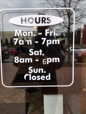 Store hours as of 02-05-2017.