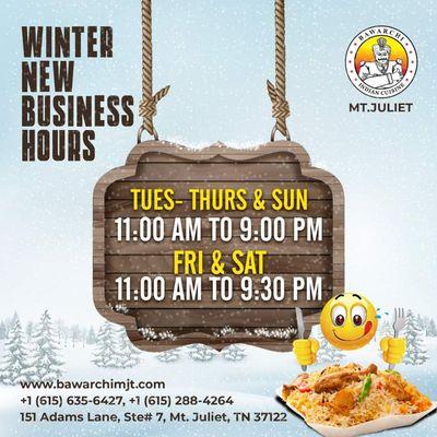 Updated business hours!!