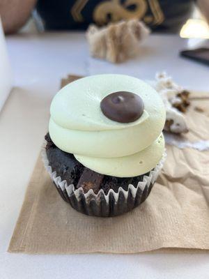 Andes cupcake  it's minty and chocolate-y