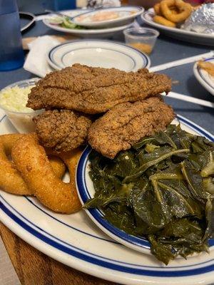 Catfish with collard greens