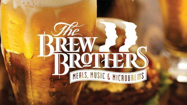 The Brew Brothers logo over a close up image of a beer.