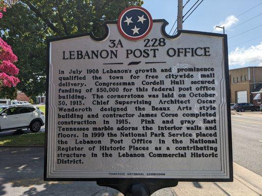 Lebanon Post Office Historical Marker