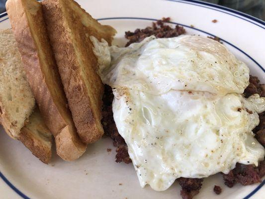 #4 Hash and Eggs, over medium with white toast