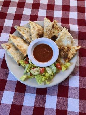 Quesadilla and side salad