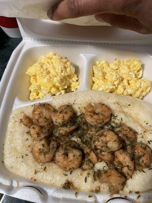 Shrimp & Grits & scrambled eggs