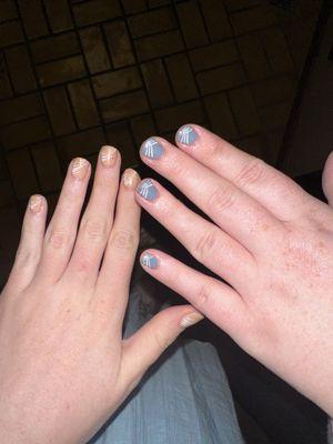 Two different gel manicures