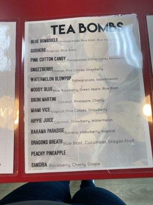 Tea Bomb menu