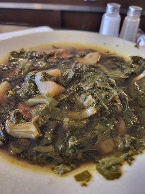 Bowl of the best Kale Soup I've ever had for $4.