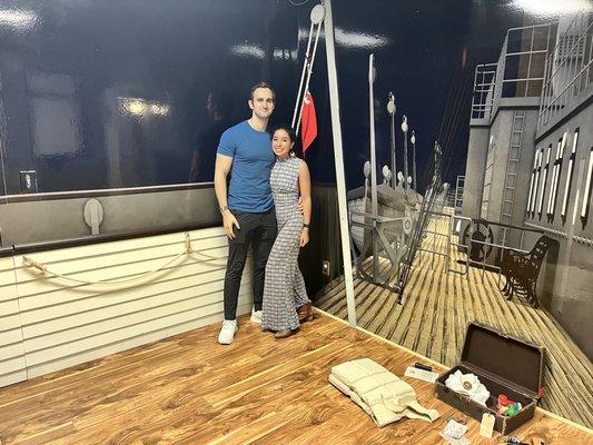 Fiancé and I after escaping the titanic room! So fun!!