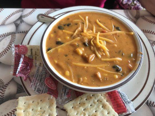 Cheesy enchilada soup