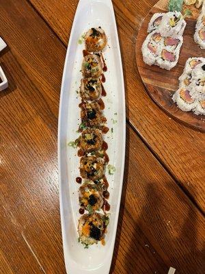 Meltdown Roll (Center) Spicy Tuna Roll (Right)