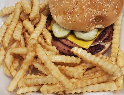 Fried Bologna Sandwich!! Get outta town! It came w/fries & was delicious!They also serve a fried bologna breakfast!