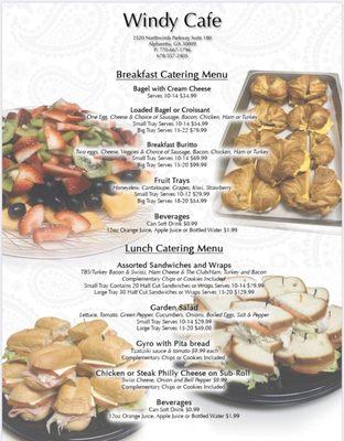 Windy Cafe Catering Menu