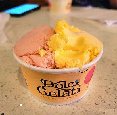 Strawberry Lavender Sorbet and Mango Sorbet