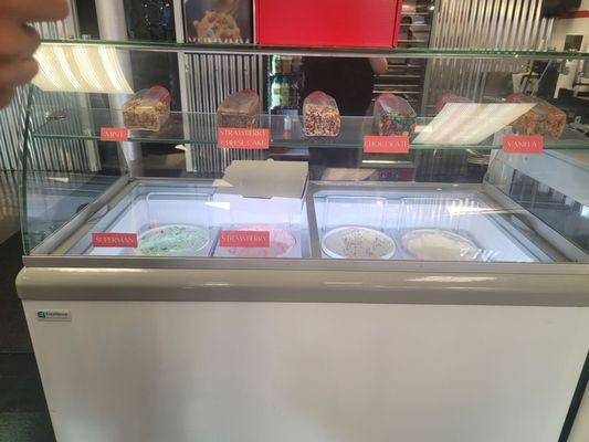 Ice cream display and the order counter