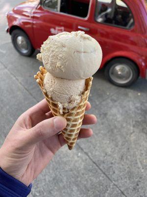 Maple caramel, apple pie on waffle cone