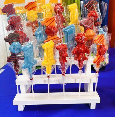 Sesame Street chocolate candy on a stick. Great for a party.