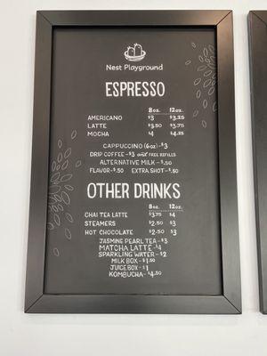 Drink menu