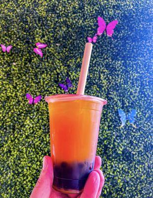 16oz Passionfruit Classic Tea with boba @ LimeRed Teahouse in Northampton, MA