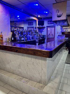 New marble tile on bar!