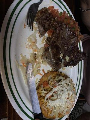 Steak, pupusa and enchiladas