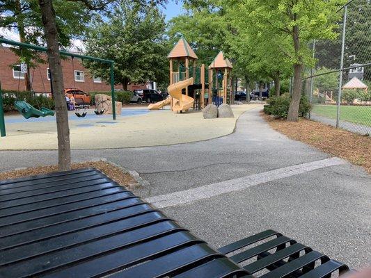 Picnic tables + playground