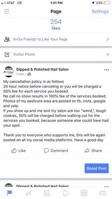 Cancellation policy, no exceptions