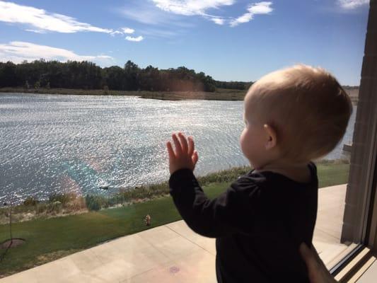 My daughter visiting me and enjoying my Sherman hospital room view as well.