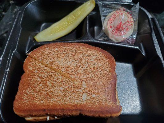 Classic Chicken salad on toasted white bread and the delicious frosted cookie! Also includes saltine crackers.