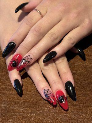 Her nail designs were done freehand and turned out beautifully!