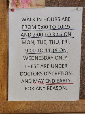 New hours and caveats.