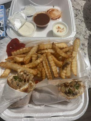 Chicken Philly and fries