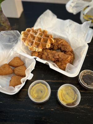 Tenders and waffle lunch deal and Mac n cheese bites