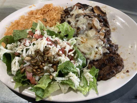 Steak and salad