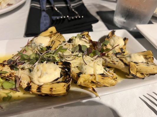 Grilled artichoke hearts.