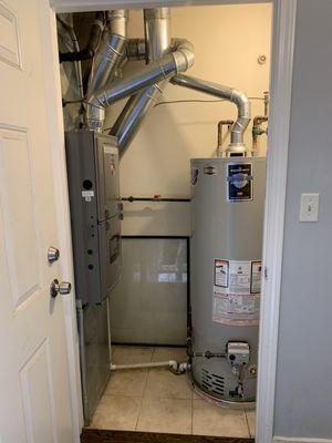 80+ Rheem furnace.50 gallon Bradford white water heater.