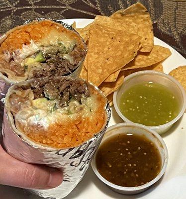 Carne asada super burrito ($14)