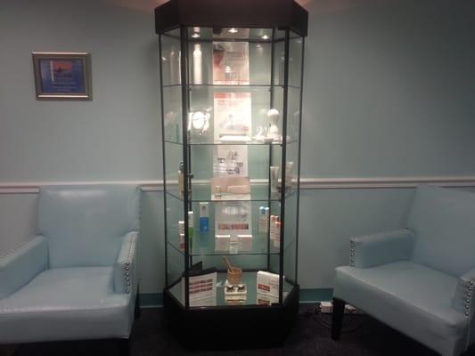 Waiting room and display case