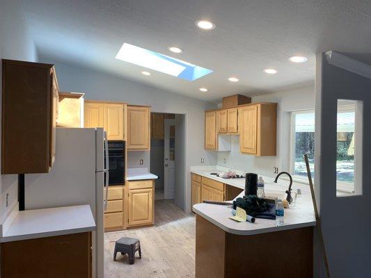 Kitchen Remodel- Updated Old Track Lights with Modern LED Recessed Lighting