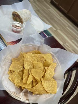 Husbands Veggie burrito and tacos with guacamole. I had chicken quesadillas!