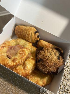 Bakery Box - Savory Ham & Cheese Danish Chocolate Croissant Blueberry Muffin