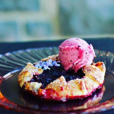 Marionberry Tart with Bow Hill Farm Blueberry Sorbet