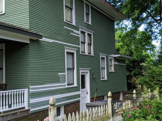 Carpentry repairs on east side siding