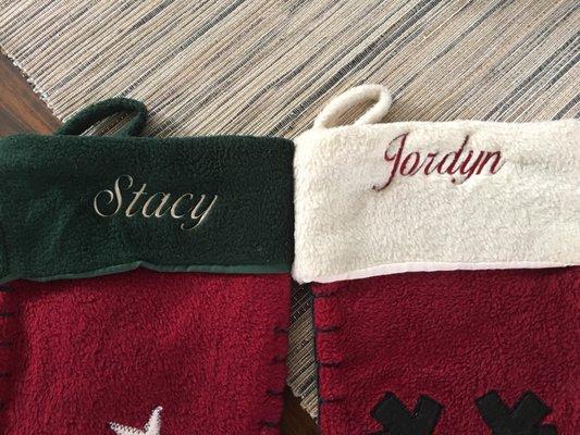 See how they ruined the stockings by putting the name on one of ether four (right) not in the middle!