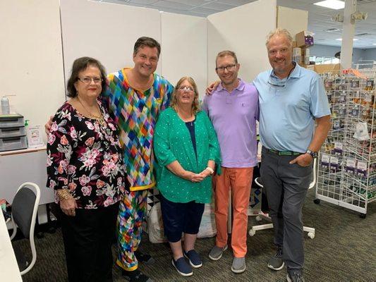 Keith Kaiser from WDRB News visited us, so naturally we helped him make his very own set of pajamas in honor of #NationalSewingMonth!