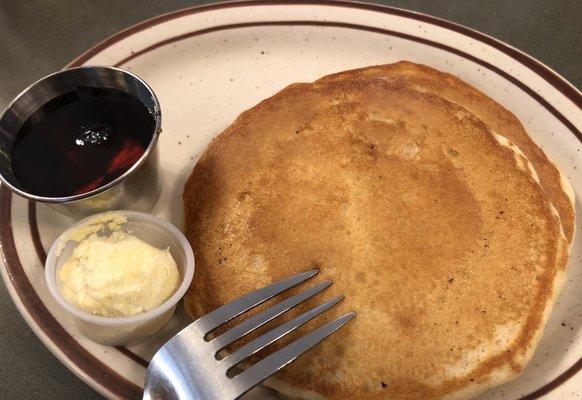 Two pancakes accompany the Corned beef hash I ordered.