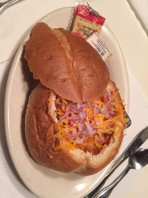 Chili in a bread bowl