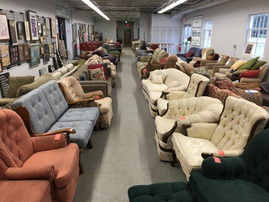 Furniture is always the #1 seller at the Habitat ReStore and is what we always have the most of.