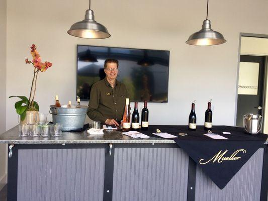 Winemaker, Robert Mueller, waiting to taste with you.