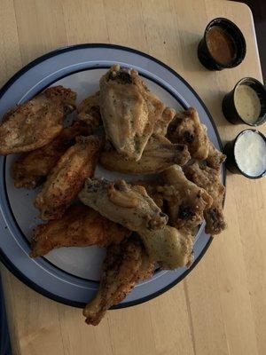 Cajun and ranch wings saving the fries for later.